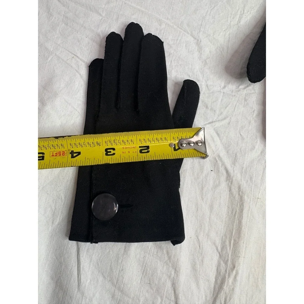 Vintage Black Button Accent Gloves Womens Dressy Opera Evening Fashion Accessory